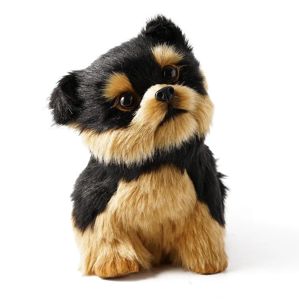 1Pc Yorkshire Terrier perro simulación modelo de Animal de juguete decoración perro realista juguete de escritorio Yorkshire Terrier precioso peluche