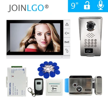 

FREE SHIPPING 9" Monitor Video Intercom Door bell Phone System RFID Code Keypad Outdoor Camera + Mechanical Door Lock