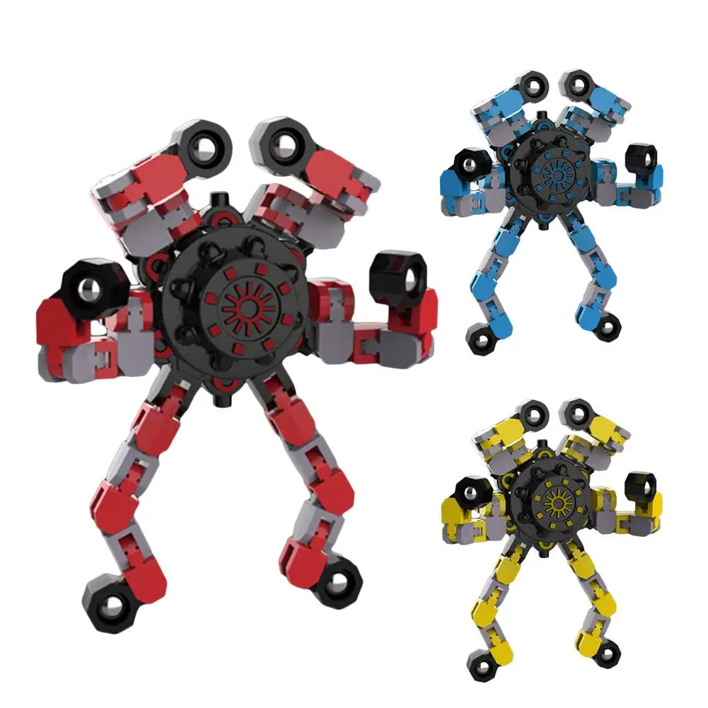 

Fingertip Spinner Deformable DIY Chain Decompression Robot Toy Spinning Top Toy For Kids Adults Sensory Relaxing ADHD Autism