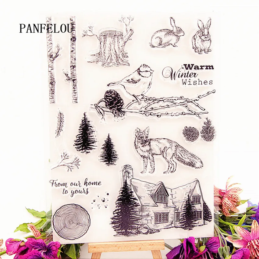 PANFELOU 16,5x21,5 кристма Лес Животные прозрачный силиконовый штамп/печать DIY Скрапбукинг/фотоальбом прозрачные штамп листы