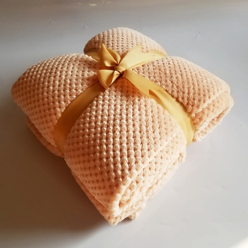 Однотонное Сетчатое мягкое одеяло для путешествий, бархатный ковер, переносное удобное полотенце, маленькое одеяло с рисунком ананаса, теплый подарок - Цвет: Оранжевый