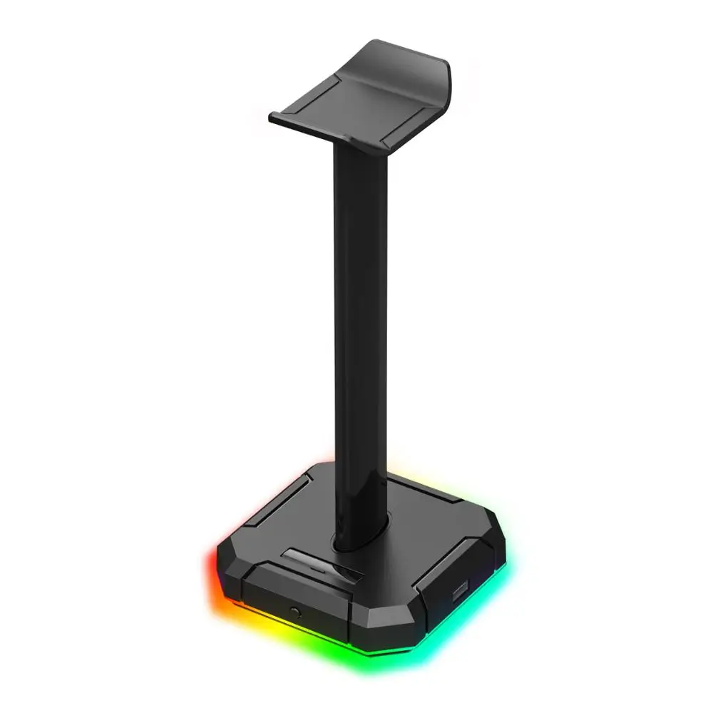 Redragon HA300 Headset Stand USB Hub RGB Backlit Aluminum Bar Non Slip Solid Rubber Base 4X USB 2 0 Ports for All Headphones