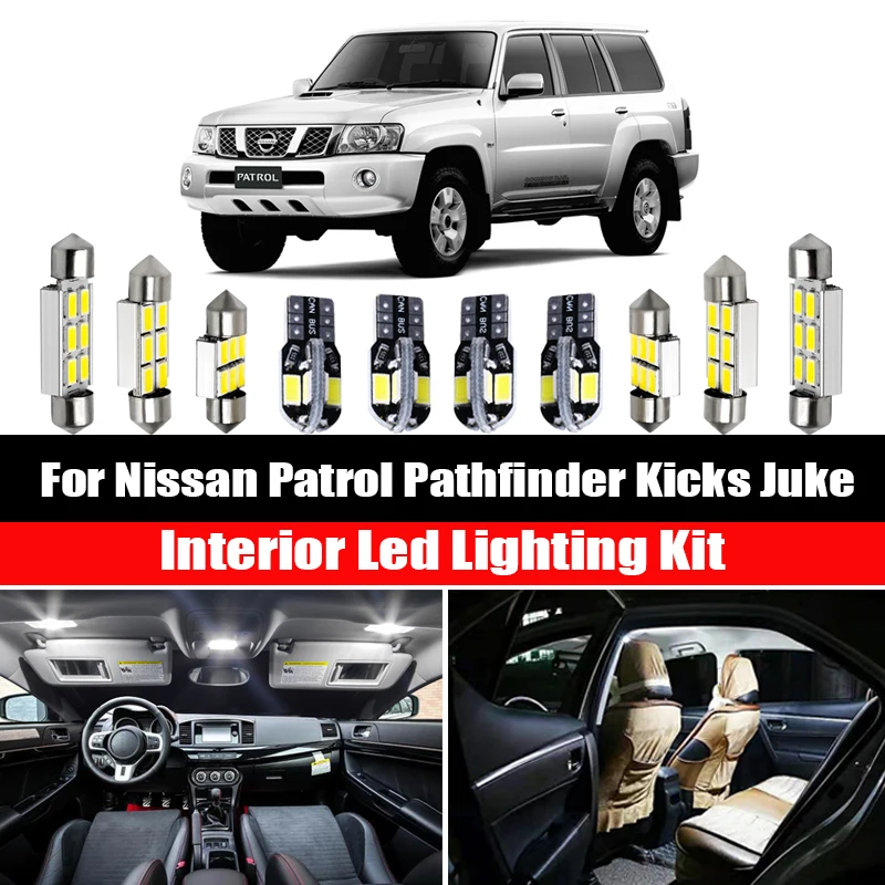 Canbus For Nissan Patrol Y61 Y62 Pathfinder WD21 R50 R51 R52 Murano Kicks Juke Armada Car LED Interior Map Dome Light Kit