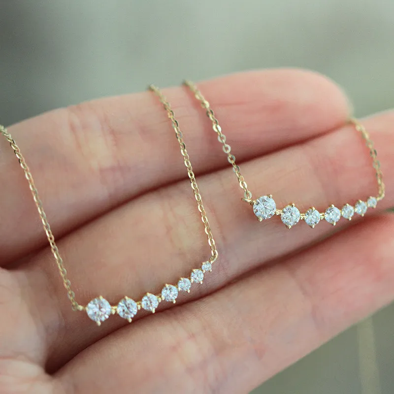 925 Sterling Silver Simple Pavé Crystal Sparkling Smile Clavicle Chain Necklace Women Light Luxury Wedding Jewelry Accessories - Image 3