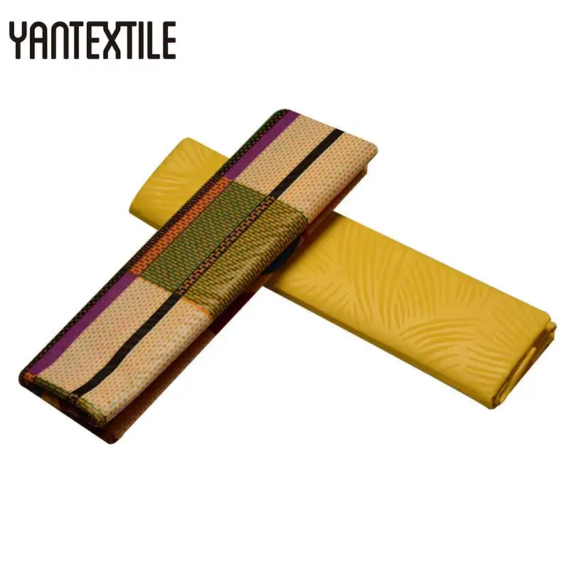 19050017 YANTEXTILE Анкара ткань Африканский настоящий воск принт тиснение Гана Kente Ткань 2+ 2 ярдов Tissu простое окрашивание африканская ткань Анкара - Цвет: 19050017