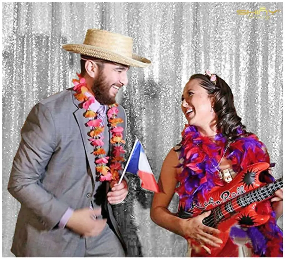 

10ftx10ft-300x305cm Silver Sequin Backdrop Photography Curtain Party Decoration Curtains-M190924