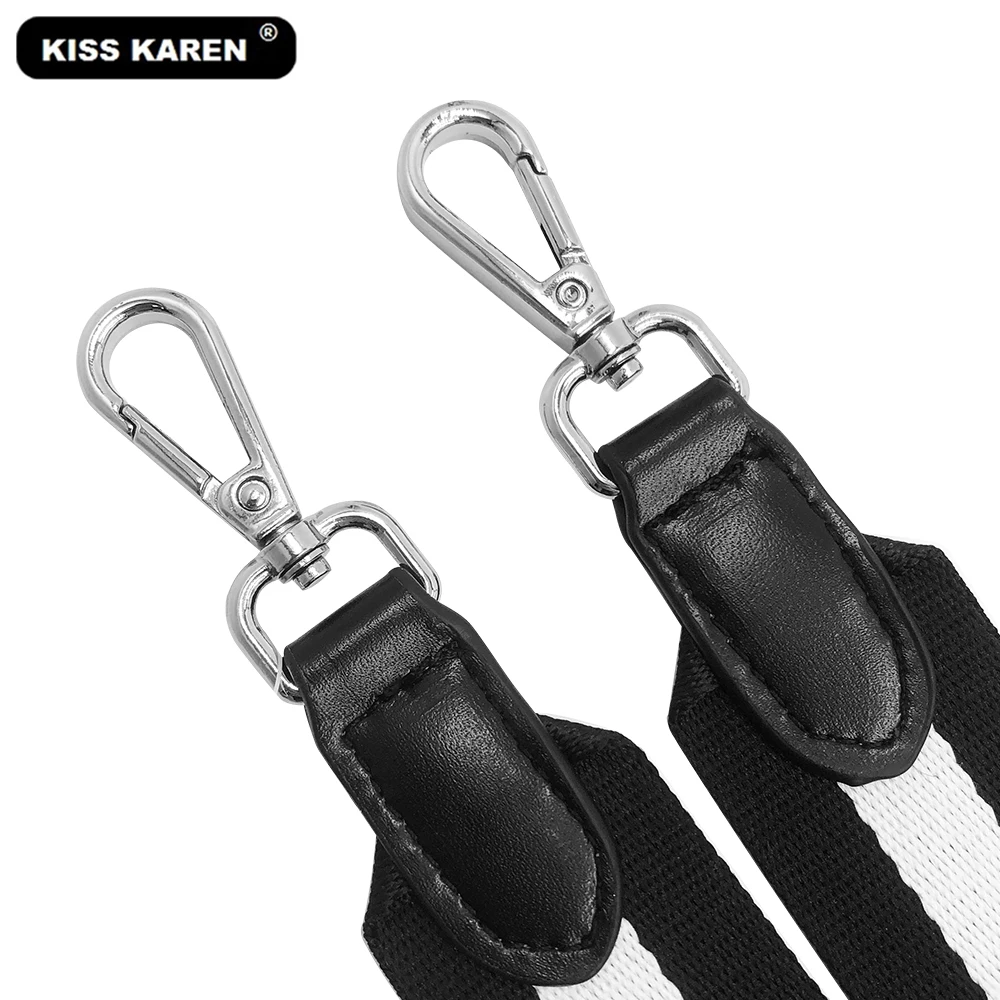 

Black/White Stripe Popular Bag Straps Quality Nylon Fabric Shoulder Strap Non-adjustable Handbag Straps Stylish Bag Parts