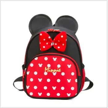 

Kid's Backpack Boy and Girl Schoolbag Mickey Minnie Carton Children Kindergarten Bag Cute bowknot Mini backpack for todder