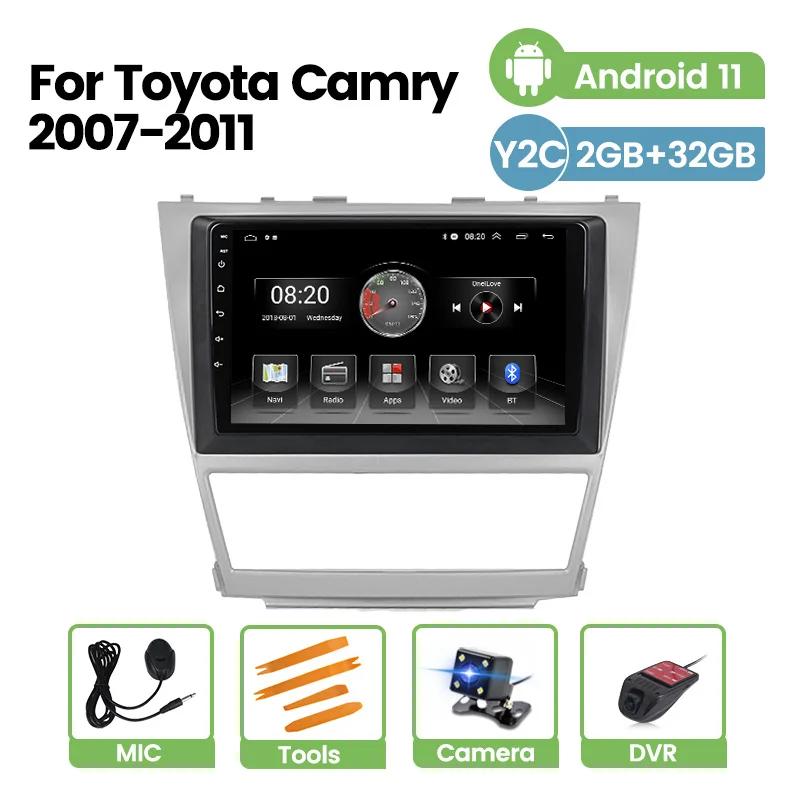 Android 11 Car Auto Radio Video Output GPS Navigation For Toyota Camry 2007-2011 Multimedia Player RDS WIFI Head Unit DVR 2G+32G |