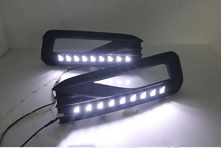 Qirun led drl Дневной ходовой светильник для Volkswagen Lavida- с желтыми поворотниками и синим ночным ходовым светильник