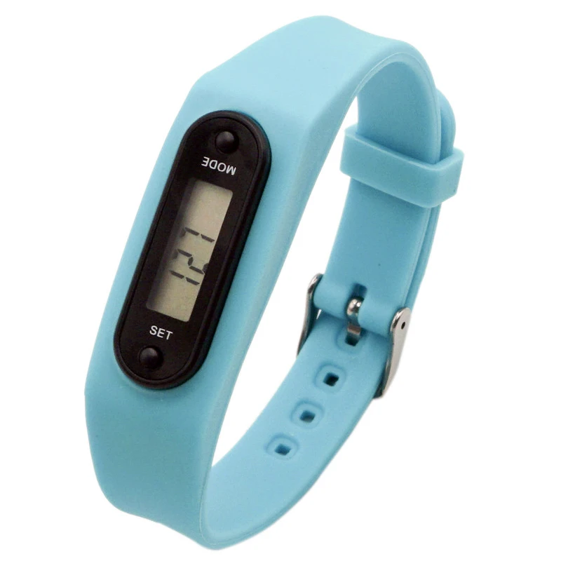 Цифровые силиконовые наручные часы с ЖК-дисплеем, шагомером, шагомером, счетчиком калорий, женские и мужские спортивные фитнес-часы, браслет - Цвет: Небесно-голубой