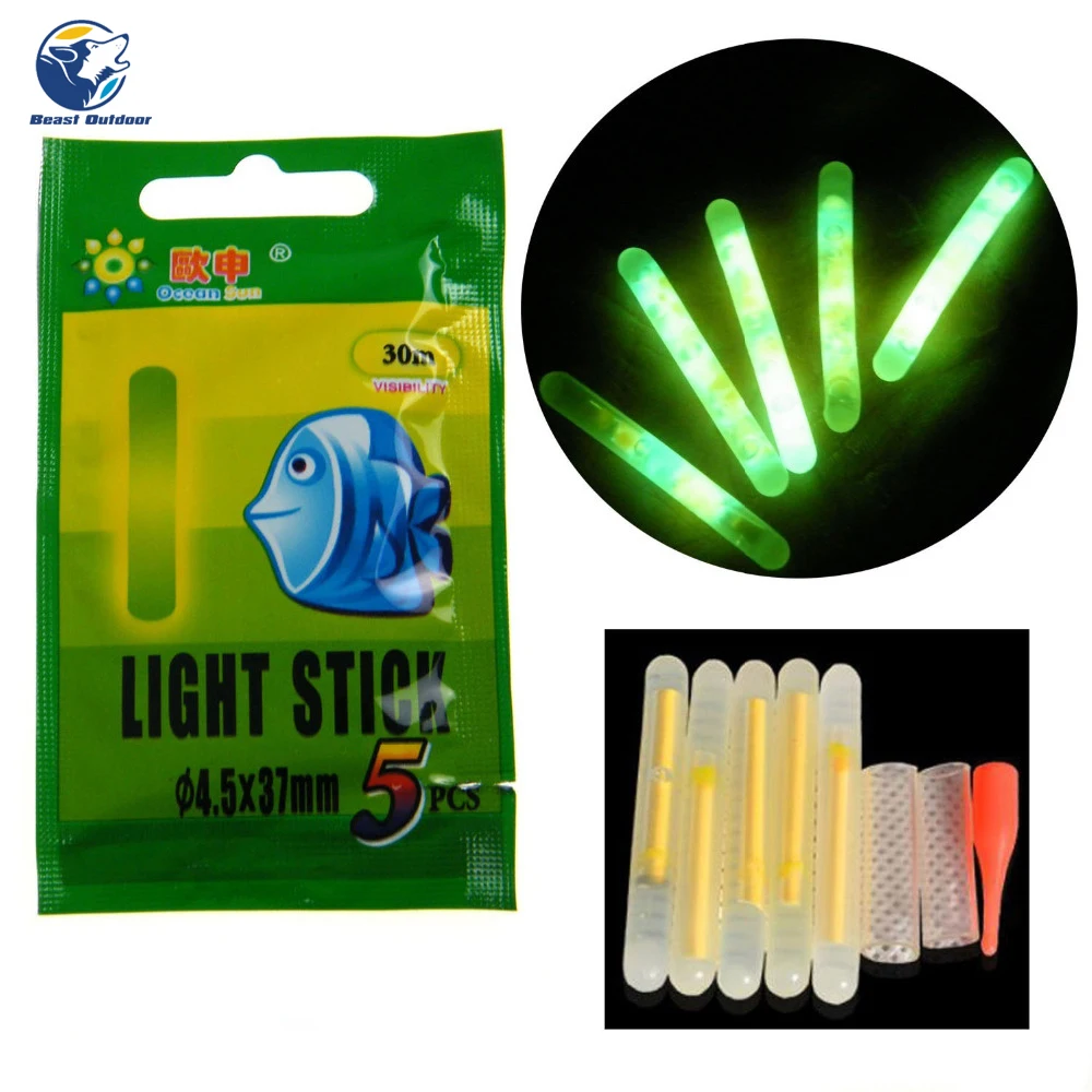 5/30/60/120pcs Fishing Glow Stick 4.5*37mm 3.0*25mm Night Fishing Float