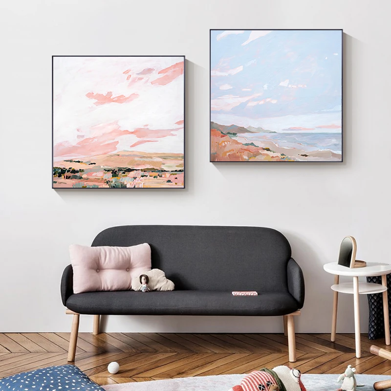 

Modern Abstract Landscape Canvas Poster Print Nordic town view Home Decoration Wall Art Painting Picture for Living Room Bedroom