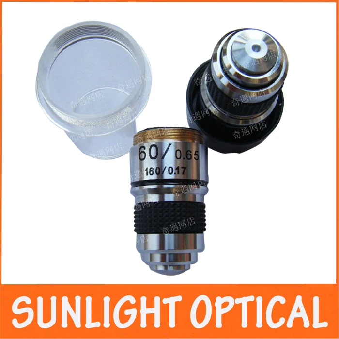 

60x L=185 Biological Microscope Objective Lens for 160/0.17 with Spring Mounted for School Lab Eductional Student Use