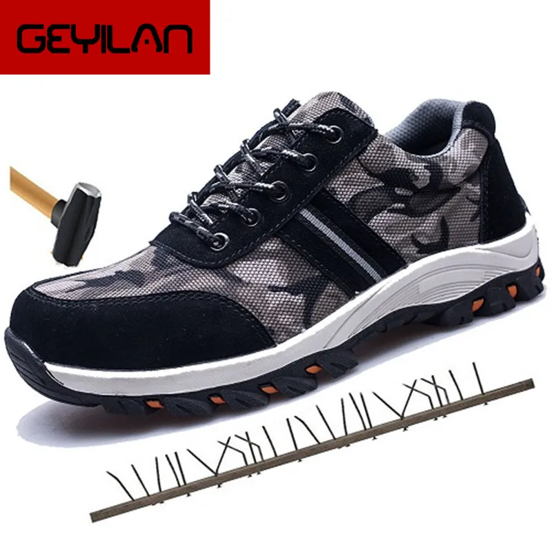 

Size 35-48 Men's Spring Summer Breathable Steel Toe Anti Smashing Protective Work Shoes Male Puncture Proof Safety Ankle Boots