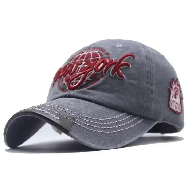 Серый Хип хоп шляпа, Бейсбольная Кепка Snapback хлопок бейсболки сделать старый Открытый спортивные бейсболки шляпы - Цвет: Серый