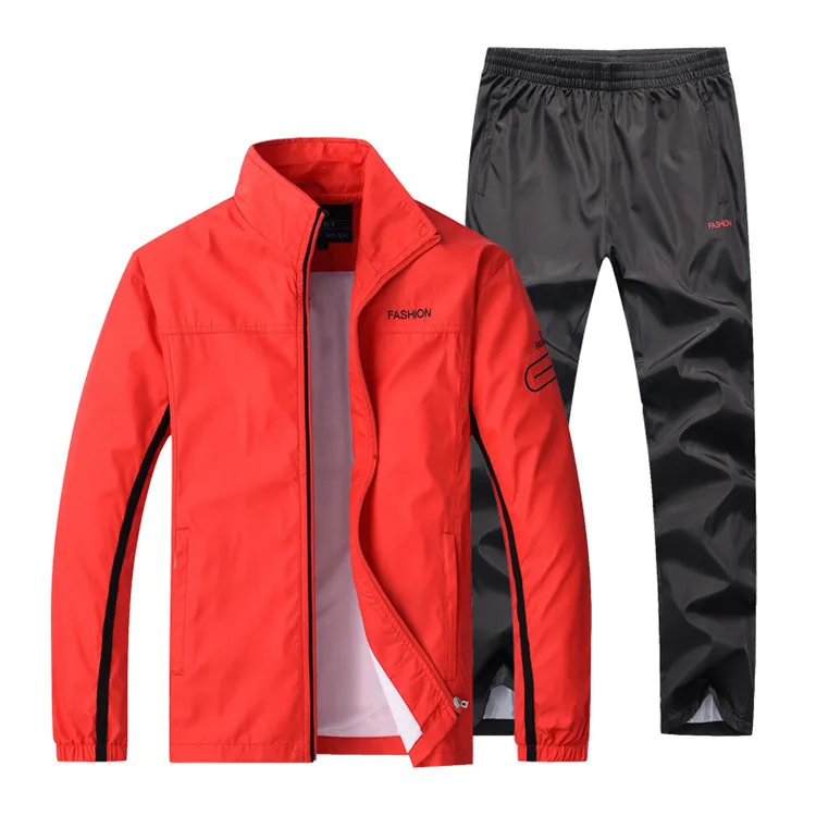 Z14 Red Спортивный костюм для мужчин из двух предметов; комплекты одежды; Повседневный Спортивный костюм; спортивные костюмы; сезон весна-осень; фирменный спортивный костюм для мужчин; 4XL; 5XL; одежда - Цвет: Z14 Red
