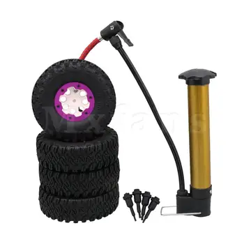 

Mxfans RC1:10 Rubber Inflatable Tires White Wheel Rims & Purple Clips Pack of 4