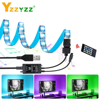 

5V USB Night Light LED RGB Flexible Diode Tape with Music Control RGB LED Strip Light for Bed TV Baby Night Security Home Decor