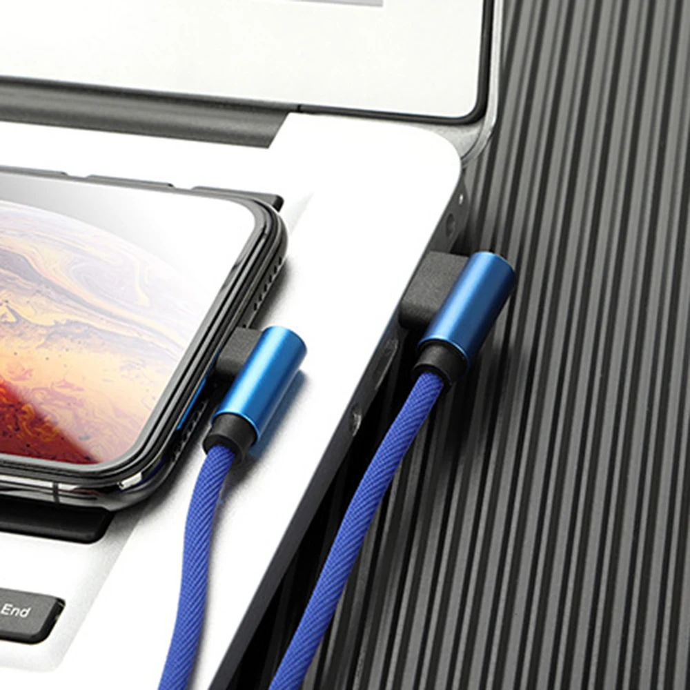 2.4A двойной микро-usb type C телефонный кабель для samsung Galaxy s10 9 8 note 9 8 7 для Iphone Xs Max Xr X 8 Plus 7 6 6s зарядный кабель - Цвет: Синий