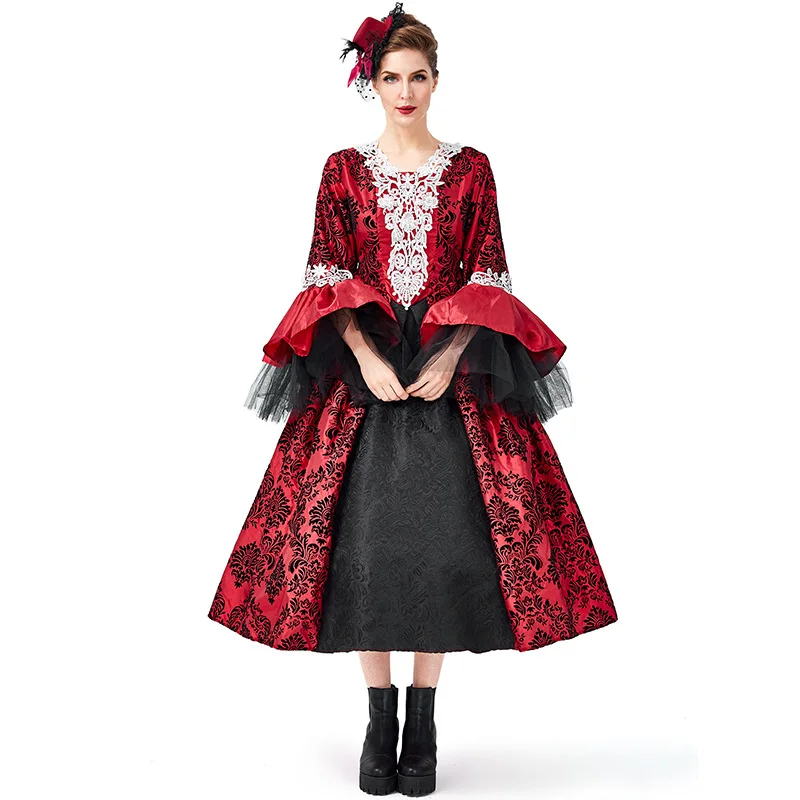 Ladies Medieval Noble Countess Costume Halloween Bloody Vampire Masquerade Cosplay Fantasia Fancy Dress For Adult Women |