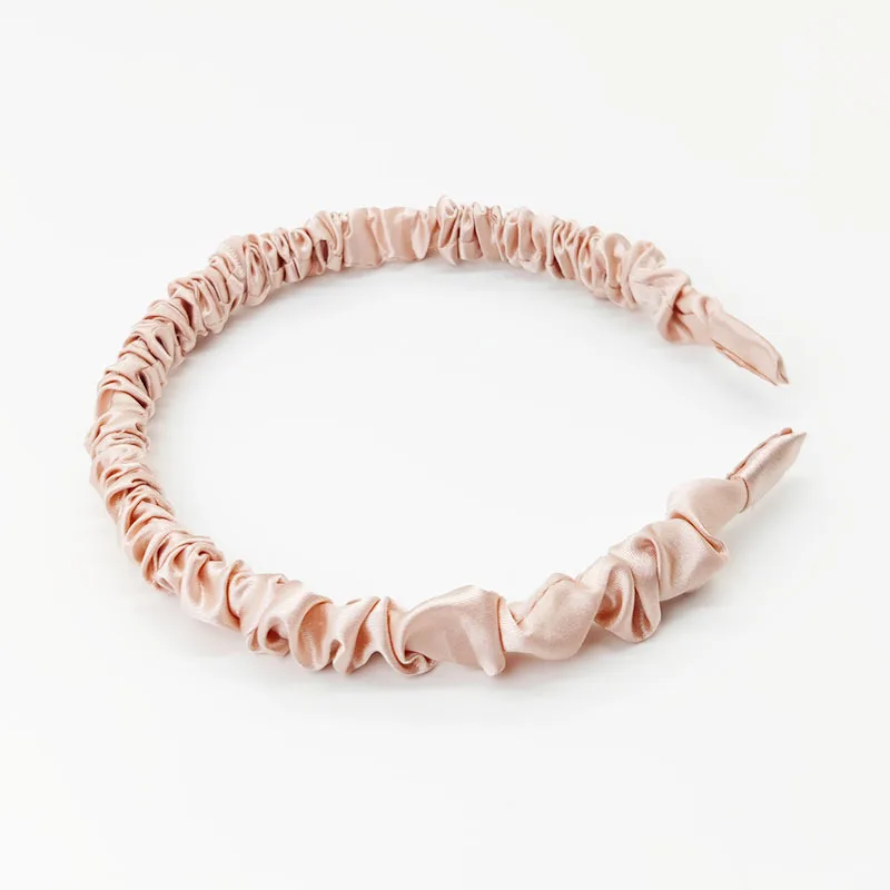 1,4 cm Satin Plissee Stirnbänder Mädchen Dünne DIY Haarband Einfarbig Kunststoff Haar Hoop für Frauen Vintage rutschfeste Haar Zubehör – Detail 12
