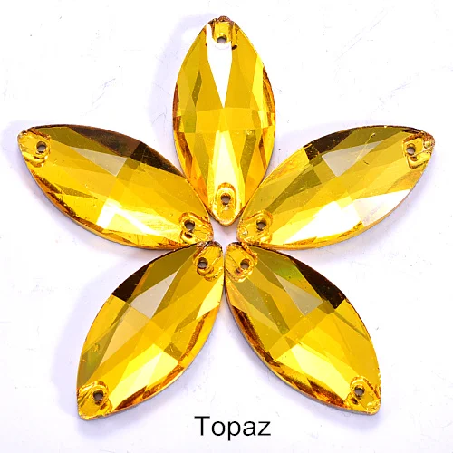 Topaz Лучшие хрустальные стразы в виде конского глаза, много цветов, Стразы для шитья, свадебное платье B1073 - Цвет: Topaz