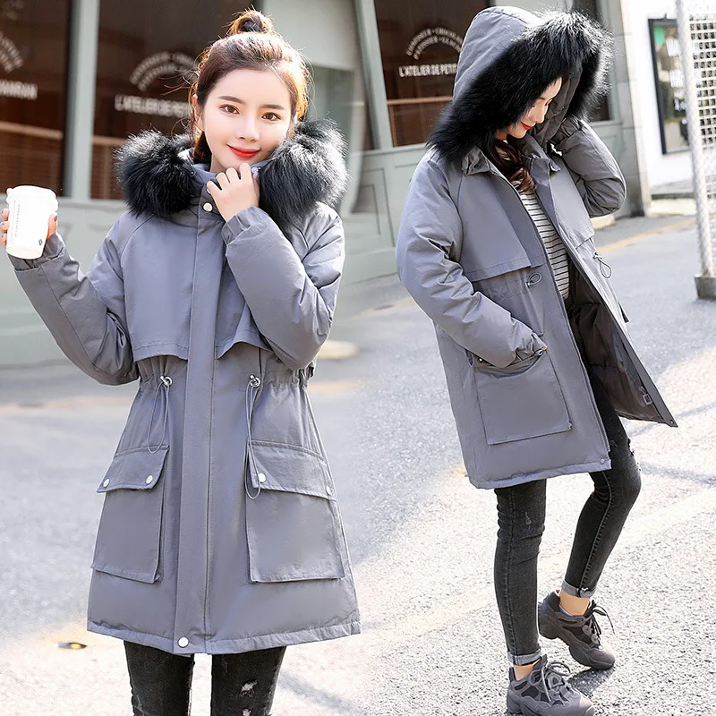 

Cotton Coat Women's Mid-length Winter New Style 2019 Korean-style Loose Fashion Large Fur Collar Cotton-padded Clothes Workwear