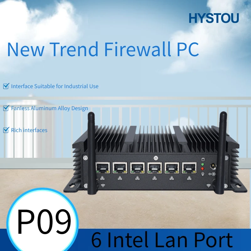 HYSTOU безвентиляторный 6 Lan промышленный мини ПК Intel 3865U Core i5 7267U i3 7167U 4 * USB3.0 2 RS232 HDMI