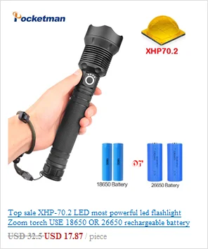 Самый мощный XHP90 светодиодный светильник-вспышка XLamp с 26650 аккумулятором ZoomTorch XHP70.2 перезаряжаемый Тактический светильник для охоты