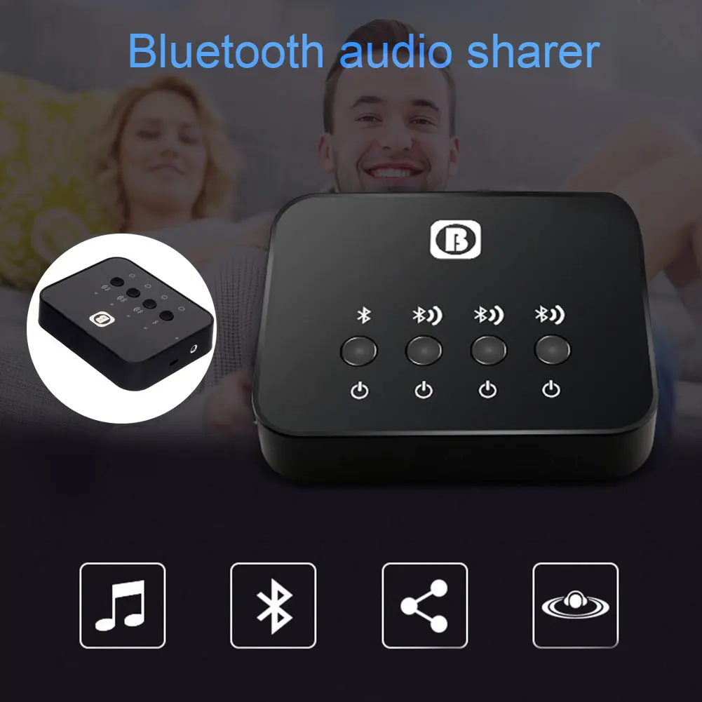 

Portable Bluetooth 4.0 Splitter Audio Transmitter Multi-point Music Adapter VDX99