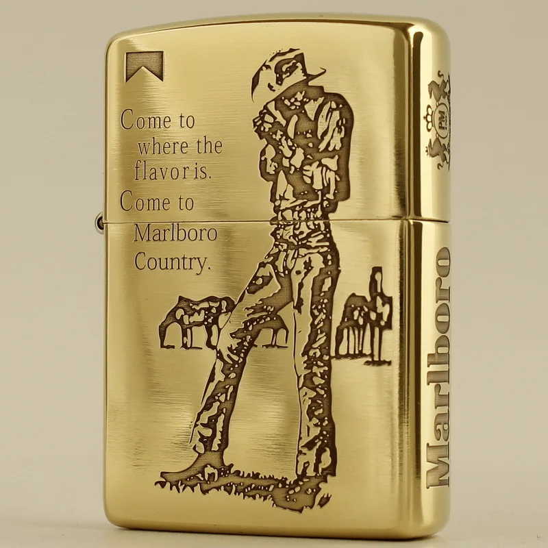 

Zippo lighter original Kerosene lighter Marlboro West Cowbocarving copper windproof cigarette cigar lighter gift for men