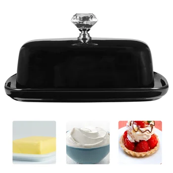 

1pc Cheese Box Butter Keeper Square Kitchen Ceramic Butter Box with Lid