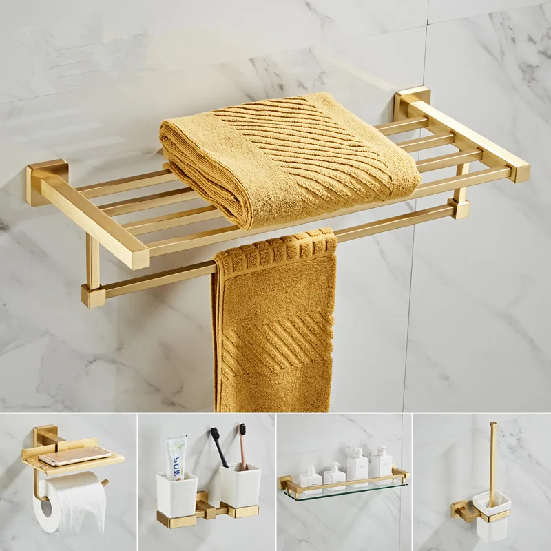 Набор аксессуаров для ванной комнаты вешалка полотенец угловая полка держатель