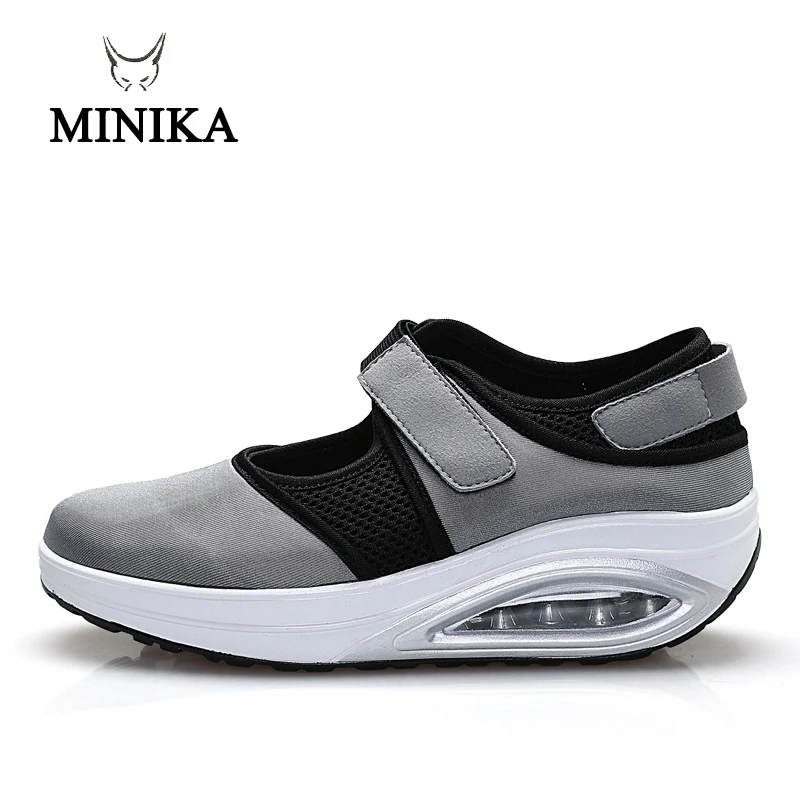MINIKA/женская спортивная обувь с подсветкой для пожилых людей, на танкетке, на платформе, zapatos mujer, кроссовки feminino, дышащая обувь для фитнеса