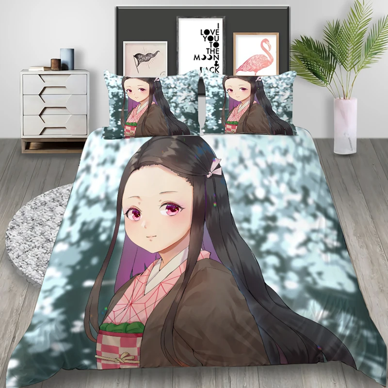 

Комплект постельного белья Kamado Nezuko, аниме рассекающий демонов, с 3D принтом, пододеяльник, наволочки, одеяло, Комплект постельного белья, постельное белье, 01