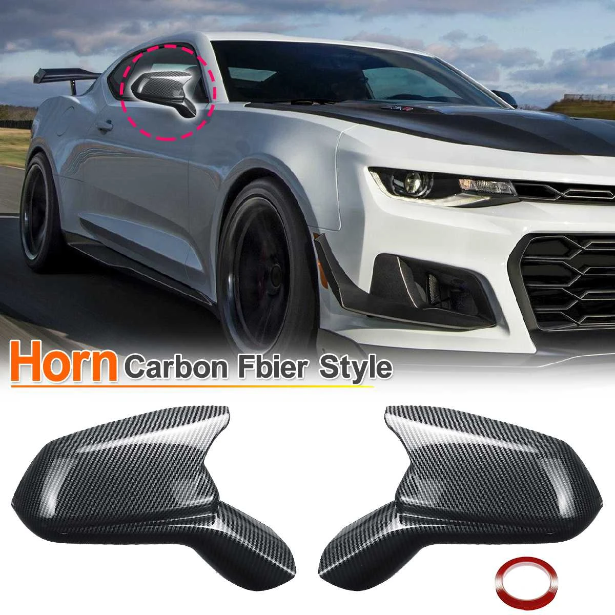 1pair Glossy Black Horn Style Rearview Side Mirror Cover Caps For Chevy Camaro Ss Rs Zl1 Lt 2016 2021 Mirror Covers Aliexpress