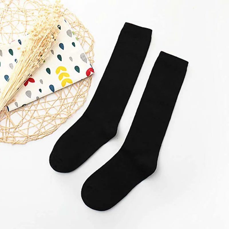 2 Pairs Black От 1 до 15 лет из 2 предметов, гольфы детские длинные носки без пятки для мальчиков и девочек, школьные белые носки, носки Harajuku, длинные, студенческие, черные, серые - Цвет: 2 Pairs Black