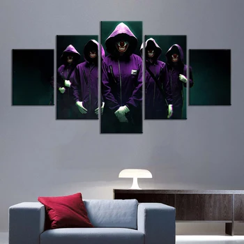 

5 Pieces Money Heist Season 4 TV Show Posters Oil Painting on Canvas for Home Decor Room Decor Wall Stickers Paint By Numbers
