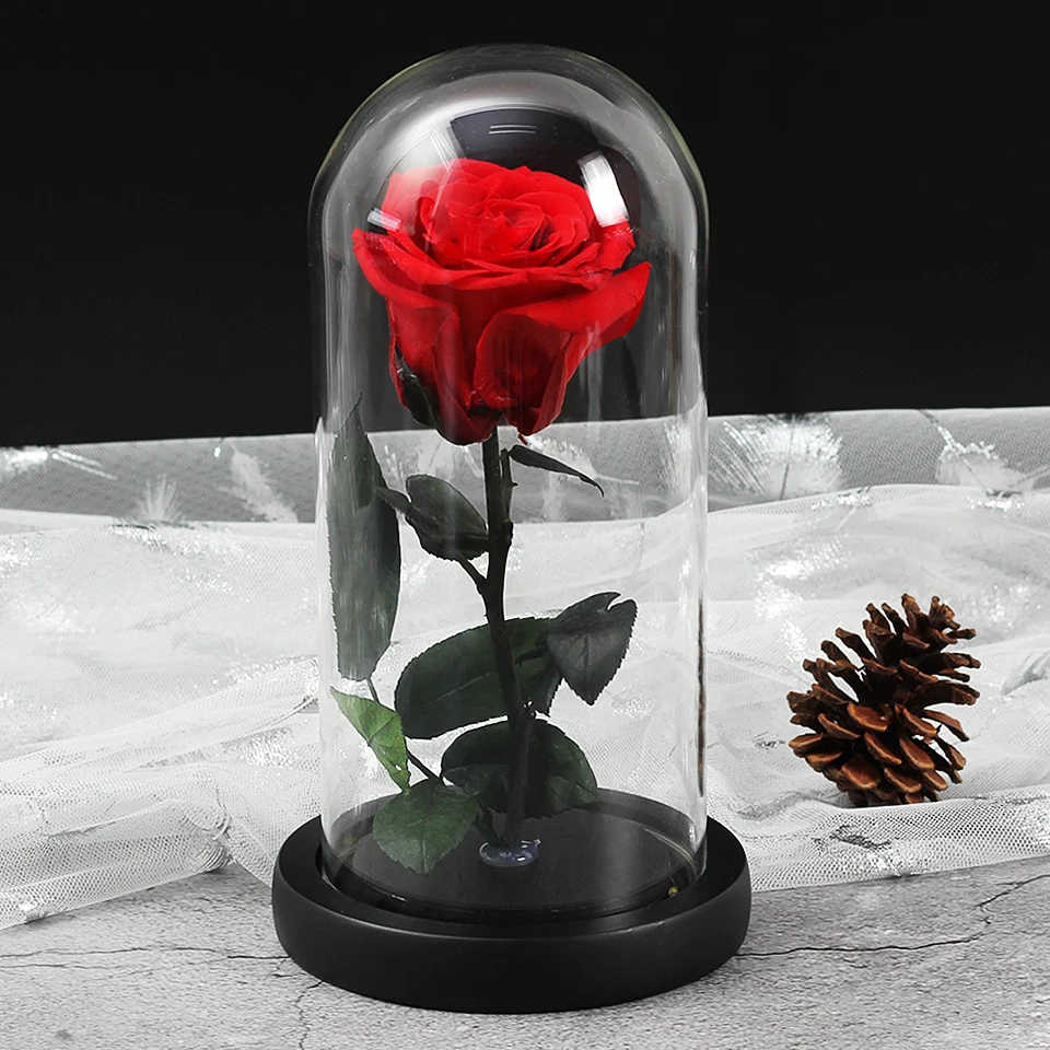 Rose In Glass Dome Beauty And The Beast Eternal Rose Flower Floral Decor Valentines Day Gif Birthday Christmas Wedding Gift