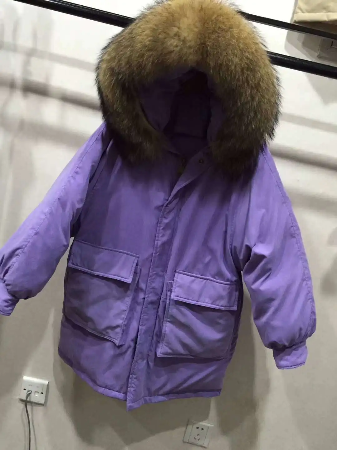 New Style Korean-style Large Fur Collar down Jacket Women's Mid-length When Thick Loose Peach Skin Large Pocket Coat