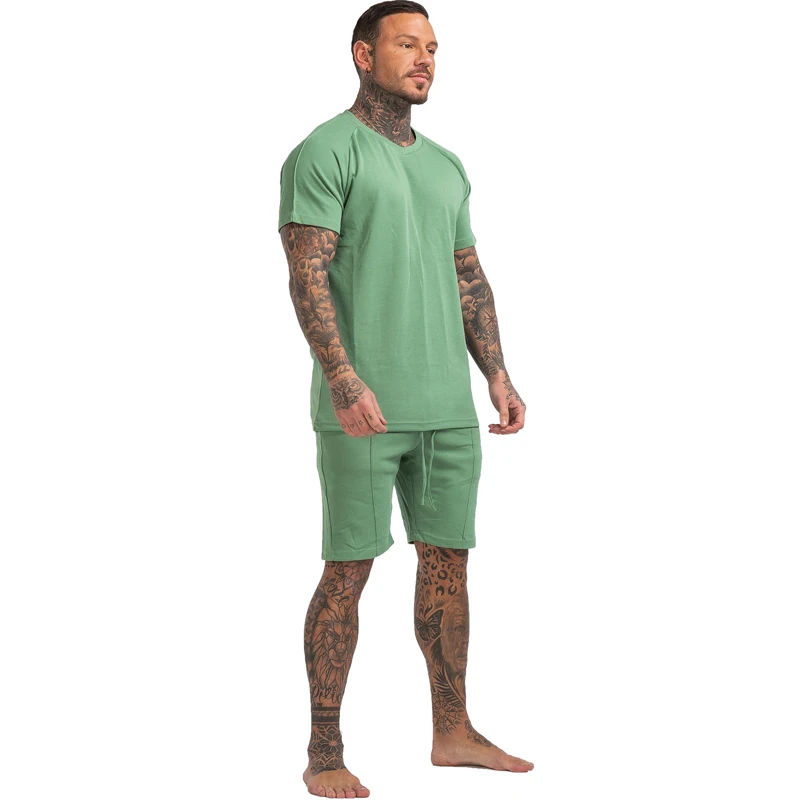 cotton pyjamas GINGTTO Mens Pajama Set Cotton with Pockets Shirts with Shorts 2 Piece Set Sleepwear Home Clothes for Men Home Wear Mens Set mens cotton pyjamas