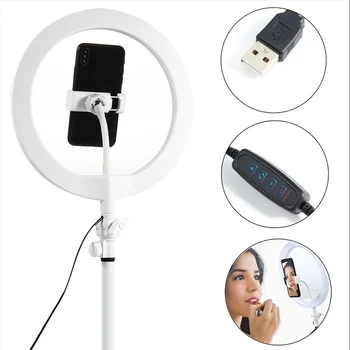 

10" LED Ring Light for Makeup Mirror Fill Light Dimmable Lamp Studio Photo Phone Video Live Photography Selfie Light USB Cable