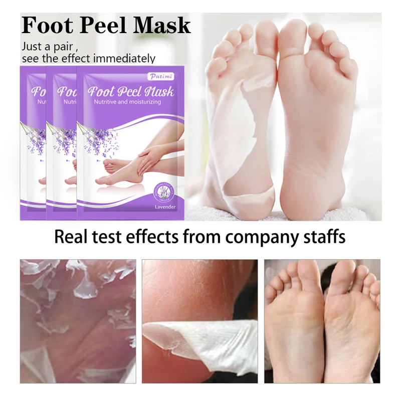 PUTIMI 6pcs=3pair Lavender Foot Peeling Mask Renewal Foot Mask for Legs Remove Dead Skin Smooth Exfoliating Socks for Pedicure