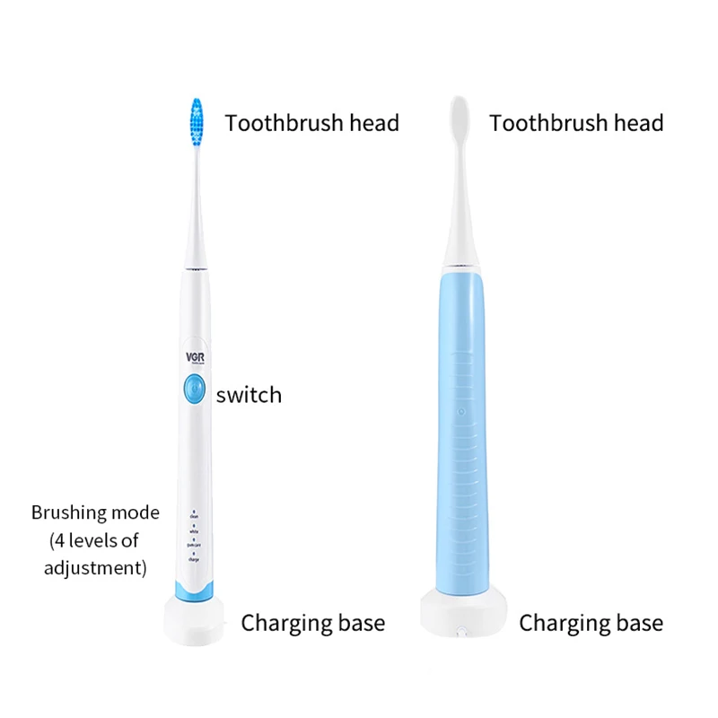 VGR Electric Toothbrush V-801 Waterproof Automatic Sonic ToothBrush Models with 2 Brush Heads VGR Electric Toothbrush V-801 Waterproof Automatic Sonic ToothBrush Models with 2 Brush Heads