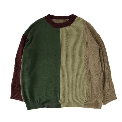 sweater Neploe, Ретро стиль, контрастный цвет, свитер, твист, пэчворк, для женщин и мужчин, вязаный пуловер, Осень-зима,, новинка, корейский пуловер, 55566 - Цвет: sweater