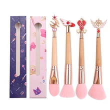 4 стиля/набор Сейлор Мун кисти с деревянными ручками кисть для пудры основа для лица макияж подарок Cardcaptor Sakura для фанатов с коробкой