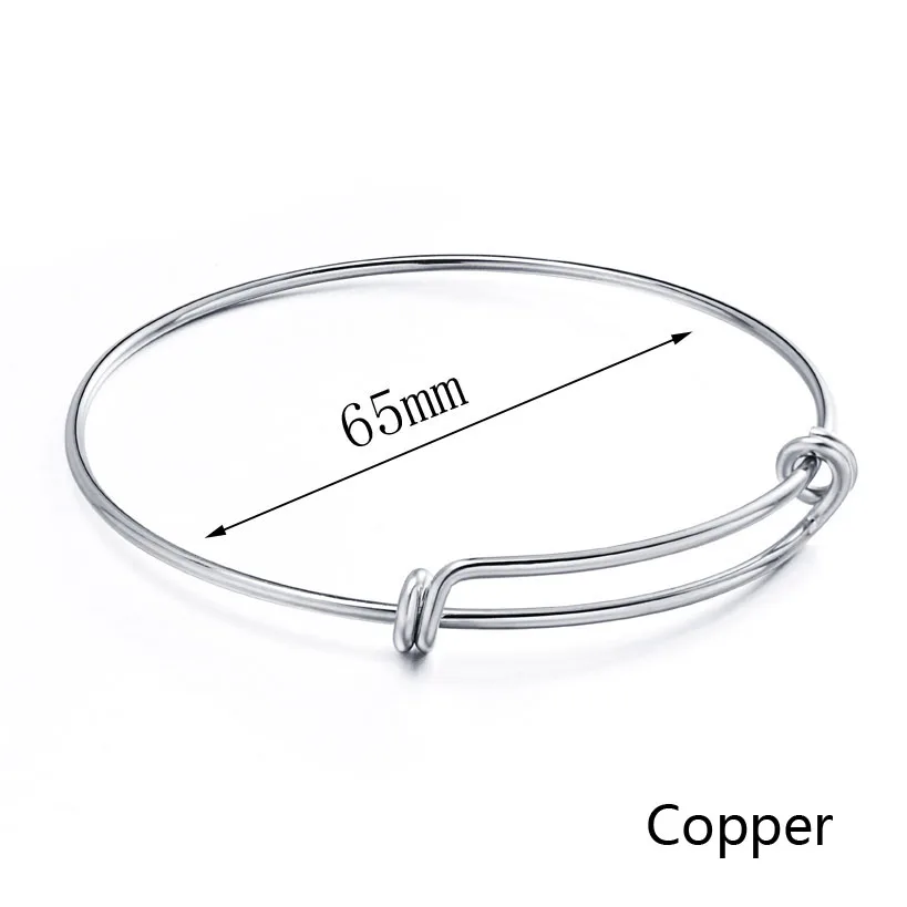 Rhodium Plated 65mm 5 шт. мульти размер медное покрытие золотом и родием проволока Шарм расширяемый пустой браслет браслеты для женщин DIY любовь браслет - Окраска металла: Rhodium Plated 65mm