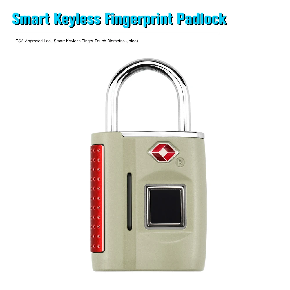 

Smart Keyless Fingerprint Padlock TSA Approved Lock Smart Keyless Finger Touch Biometric Unlock Waterproof Travel USB Charging