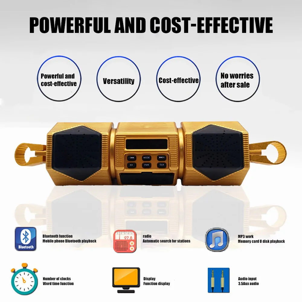Motorcycle Bluetooth Speaker 12V Motorcycle MP3 Music Player Bluetooth Stereo Speaker FM Radio With LED Display Waterproof